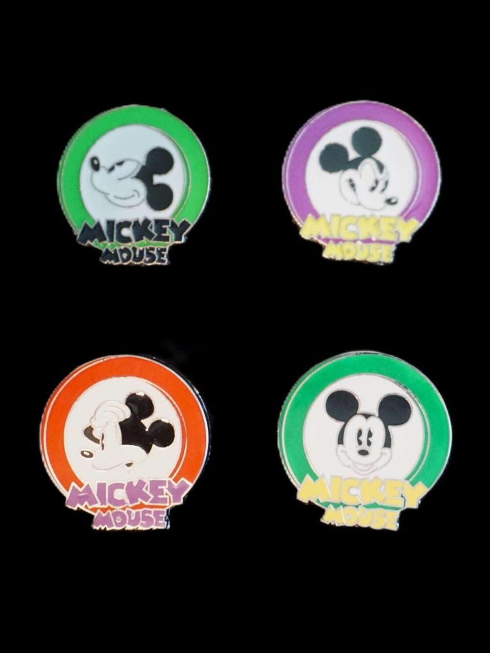 Disney Pin Trading 4 Pin Lot Featuring Circle Mickey Mouse Expressions (070)